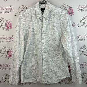 J. Crew button up long sleeve floral slim untucked White blue Patterned Shirt